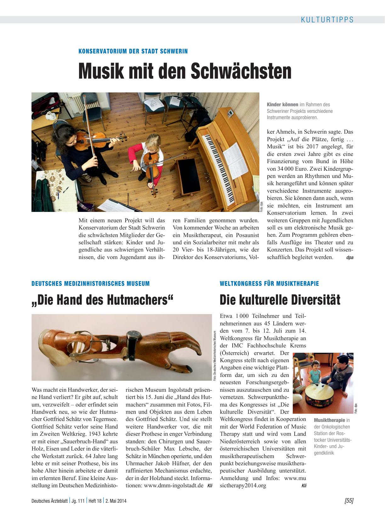 Vorschauseite 1: Deutsches Medizinhistorisches Museum: „Die Hand des Hutmachers“