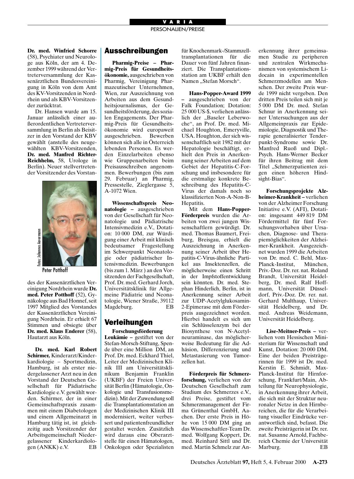 Vorschauseite 1: Verleihungen