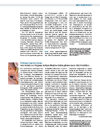 Vorschauseite 1: Diabetogene Augenerkrankungen: Kein Schutz vor Progress nichtproliferativer Retinopathien durch VEGF-Inhibition