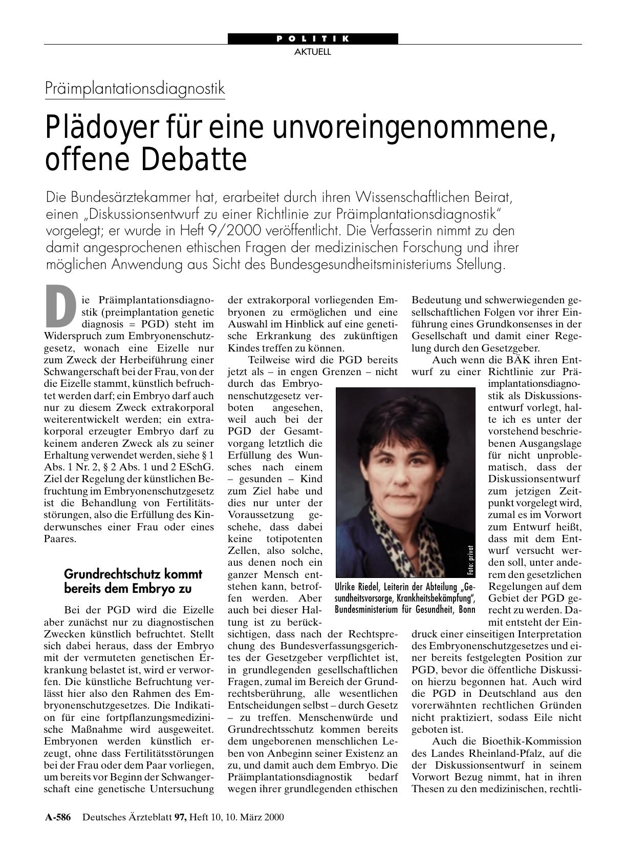 Vorschauseite 1: Präimplantationsdiagnostik: Plädoyer für eine unvoreingenommene, offene Debatte