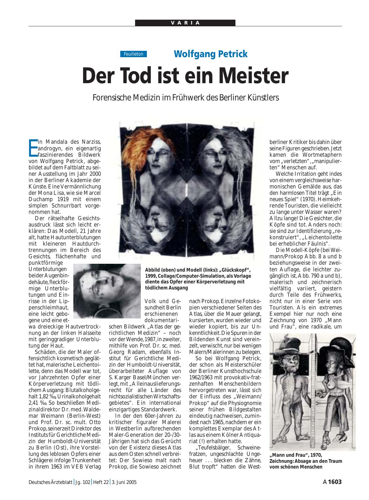 Vorschauseite 1: Wolfgang Petrick: Der Tod ist ein Meister