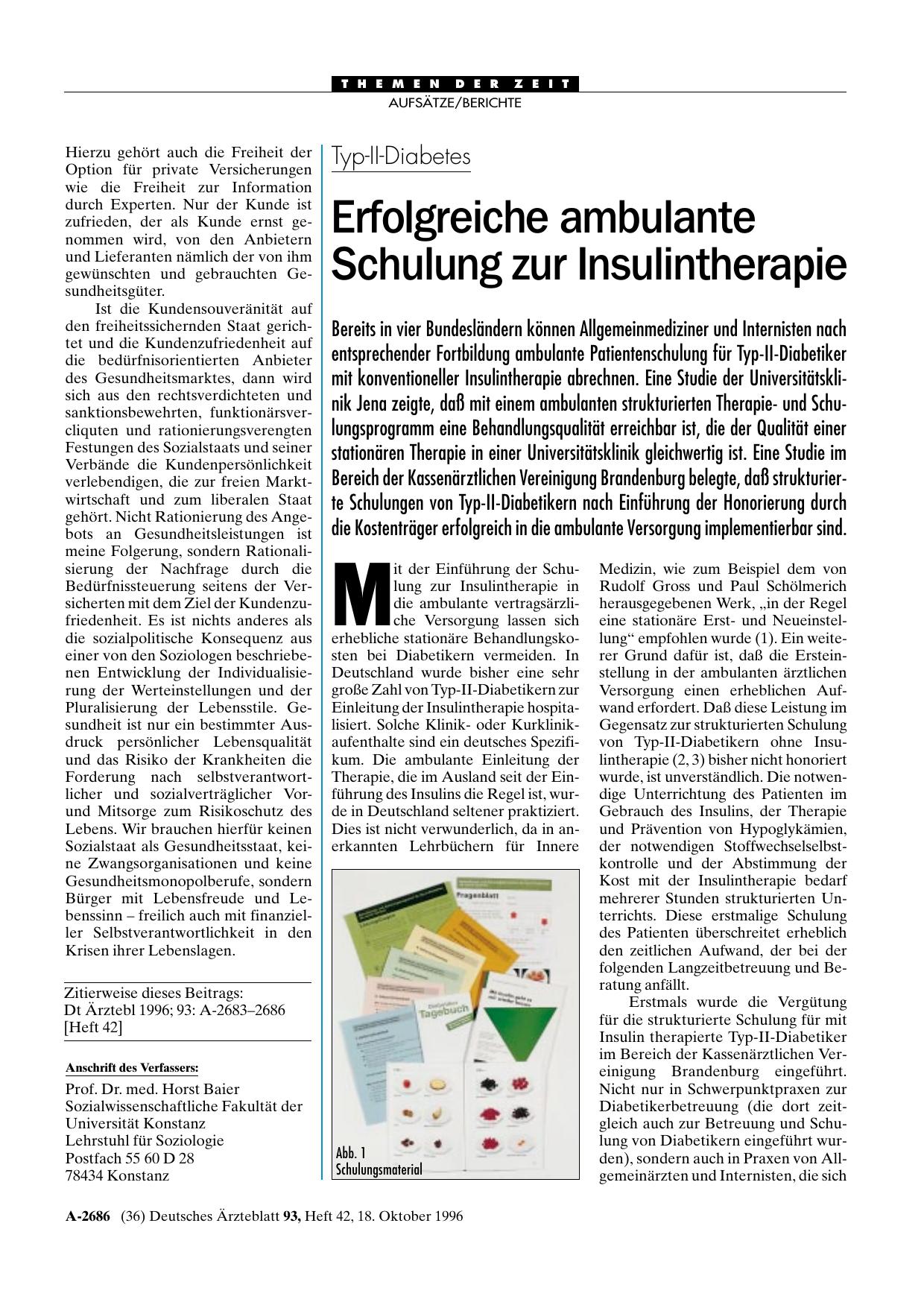 Vorschauseite 1: Typ-II-Diabetes: Erfolgreiche ambulante Schulung zur Insulintherapie