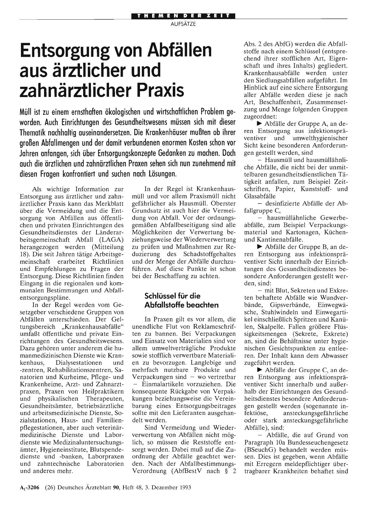 Vorschauseite 1: Entsorgung von Abfällen aus ärztlicher und zahnärztlicher Praxis