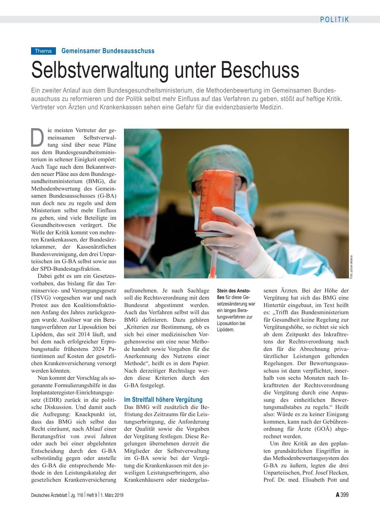 Vorschauseite 1: Gemeinsamer Bundesausschuss: Selbstverwaltung unter Beschuss