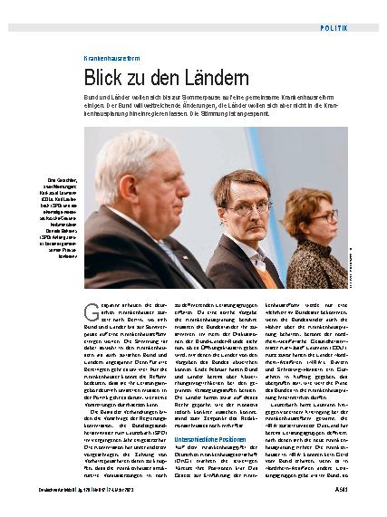 Vorschauseite 1: Krankenhausreform: Blick auf die Länder