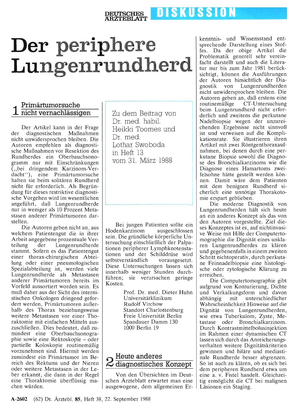 Vorschauseite 1: Der periphere Lungenrundherd: Primärtumorsuche nicht vernachlässigen