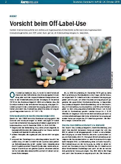 Vorschauseite 1: Recht: Vorsicht beim Off-Label-Use