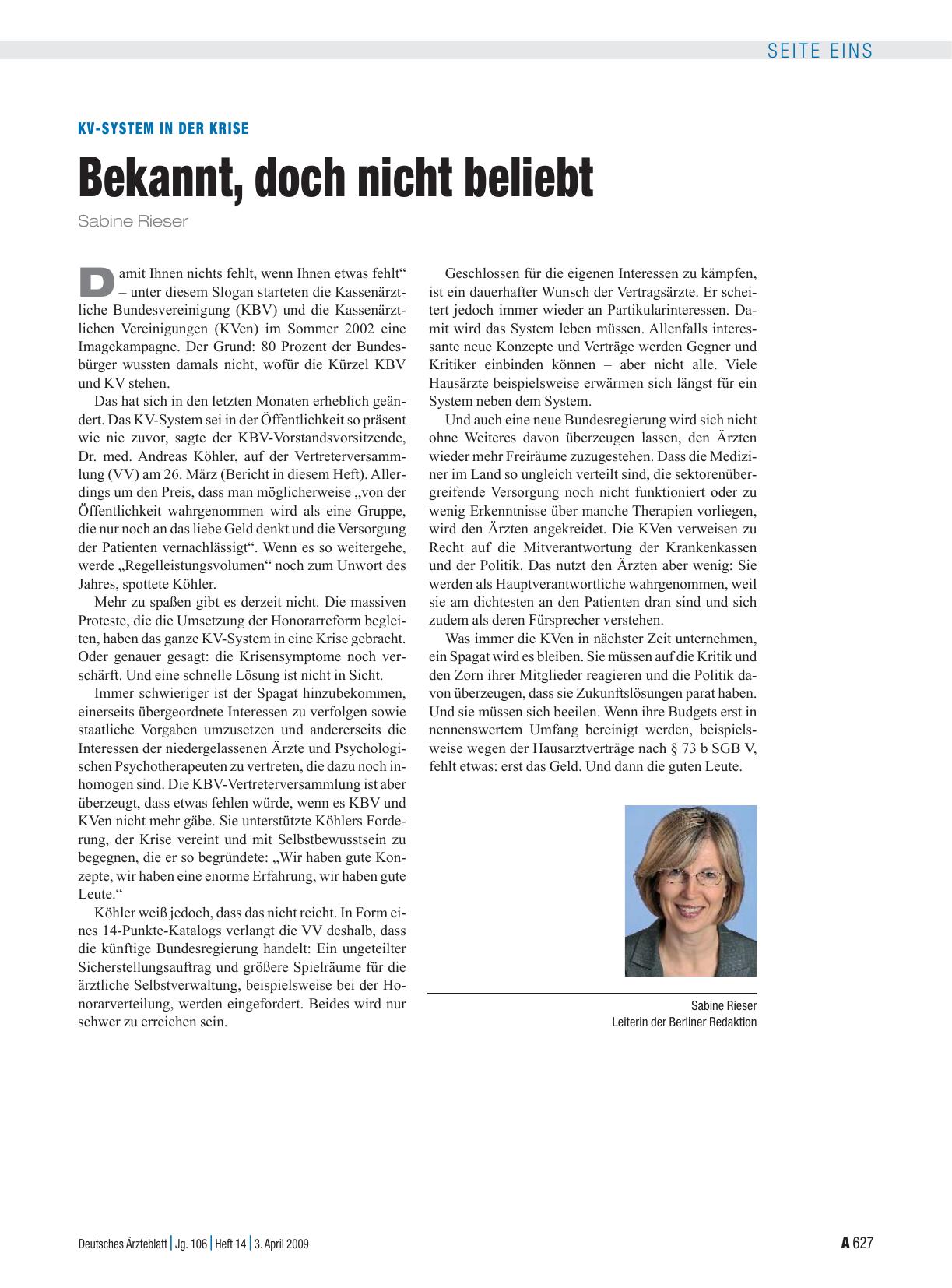 Vorschauseite 1: KV-System in der Krise: Bekannt, doch nicht beliebt