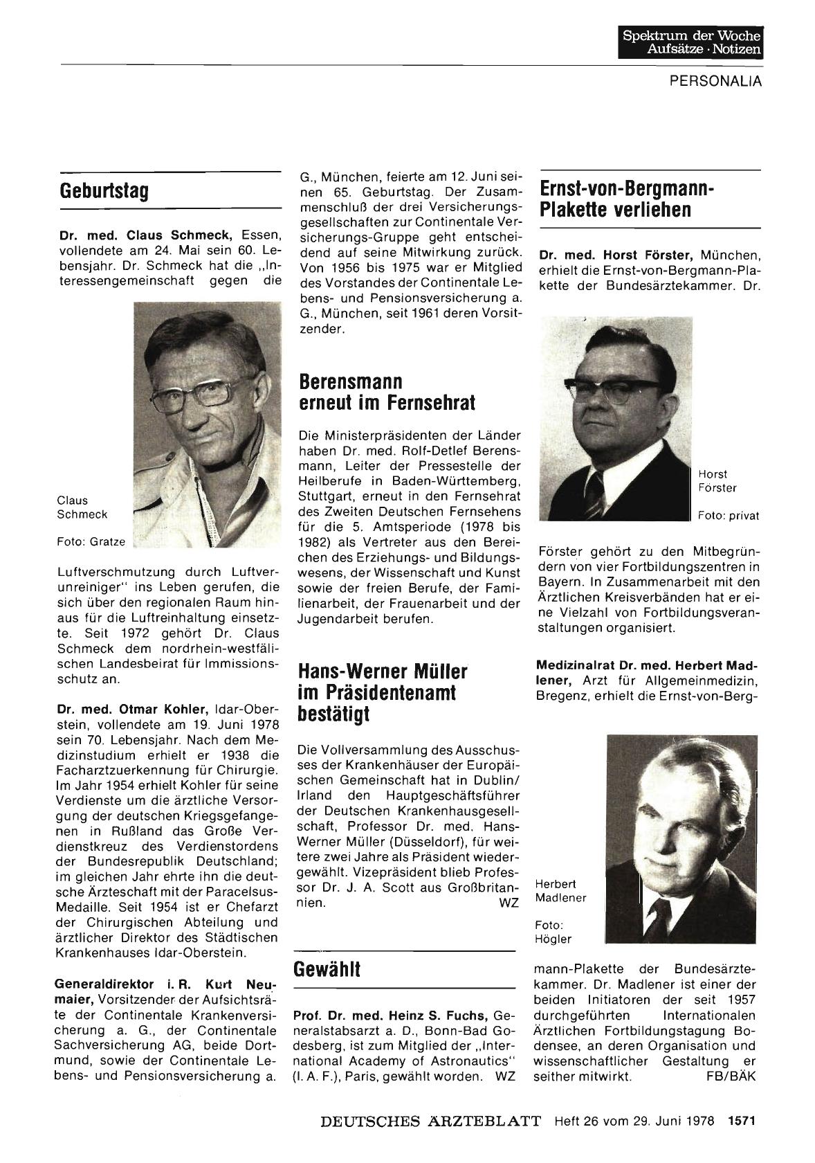 Vorschauseite 1: Ernst-von-Bergmann-Plakette verliehen