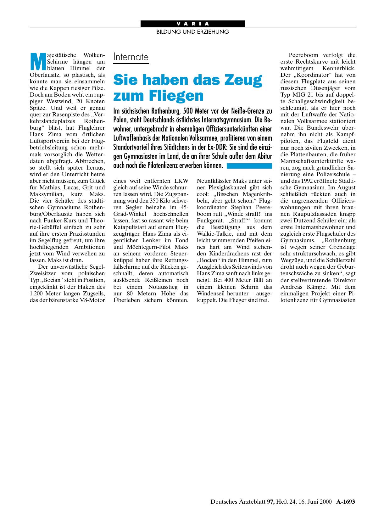 Vorschauseite 1: Internate: Sie haben das Zeug zum Fliegen