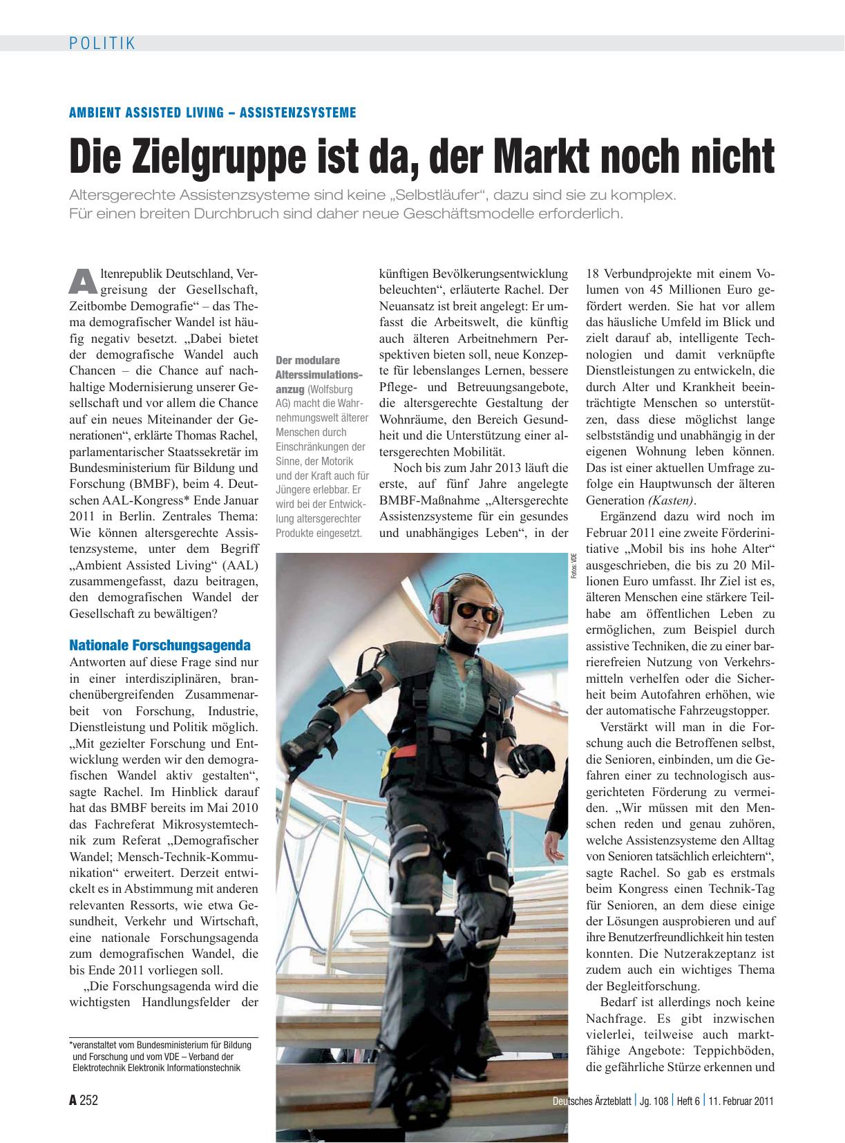 Vorschauseite 1: Ambient Assisted Living – Assistenzsysteme: Die Zielgruppe ist da, der Markt noch nicht