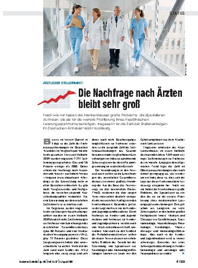 Vorschauseite 1: Ärztlicher Stellenmarkt: Die Nachfrage nach Ärzten bleibt sehr groß