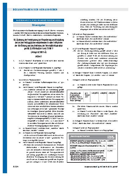 Vorschauseite 1: 18. Änderung der Vereinbarung zur Finanzierung und Erstattung der bei den Vertragsärzten entstehenden Kosten im Rahmen der Einführung und des Betriebes der Telematikinfrastruktur…