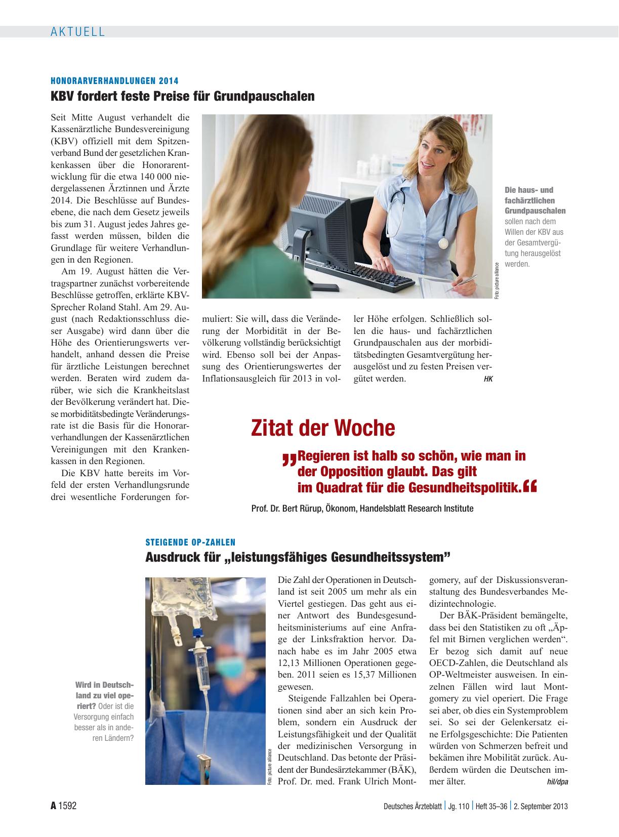 Vorschauseite 1: Steigende Op-Zahlen: Ausdruck für „leistungsfähiges Gesundheitssystem”