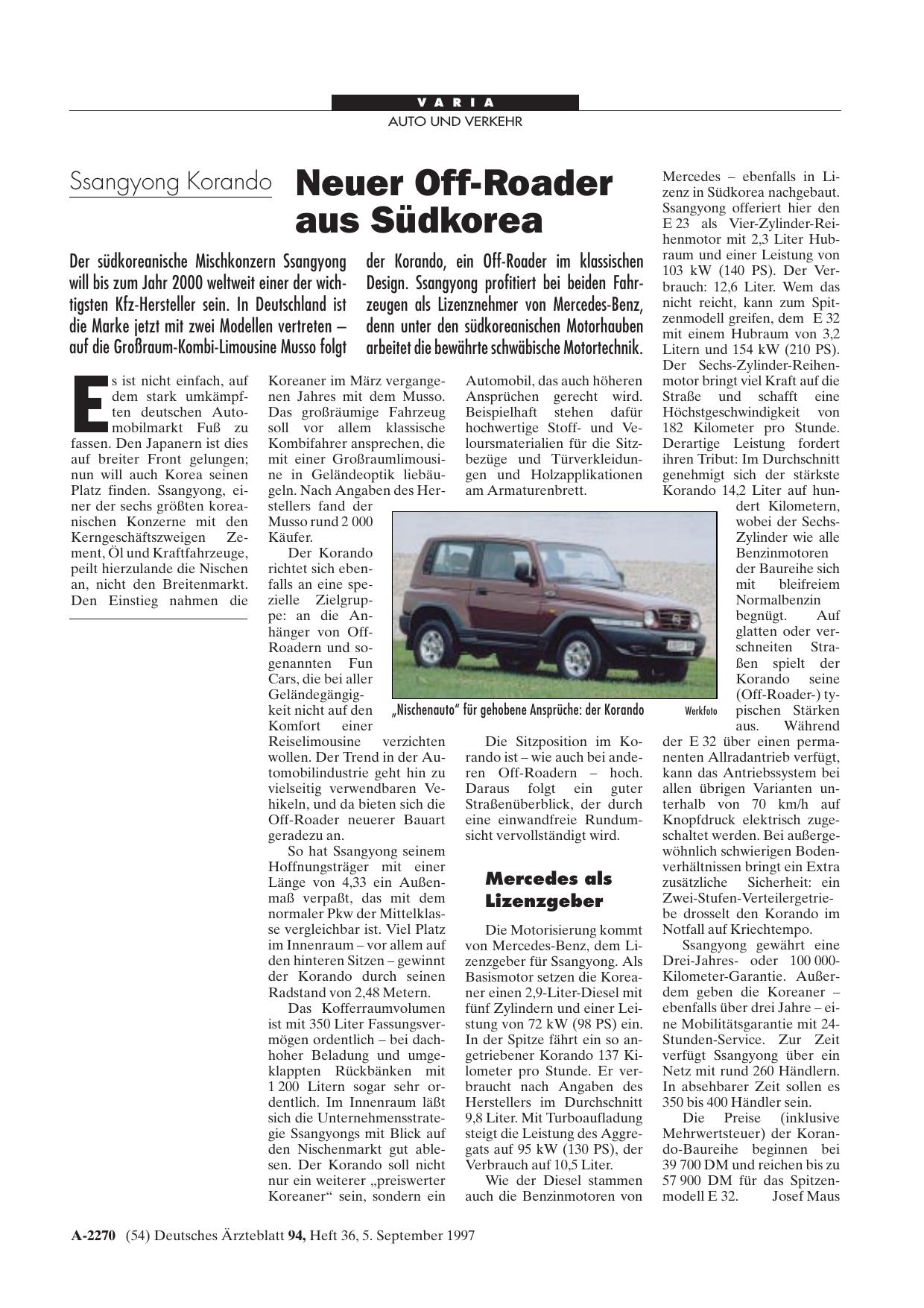 Vorschauseite 1: Neuer Off-Roader aus Südkorea
