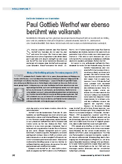 Vorschauseite 1: Berühmte Entdecker von Krankheiten: Paul Gottlieb Werlhof war ebenso berühmt wie volksnah