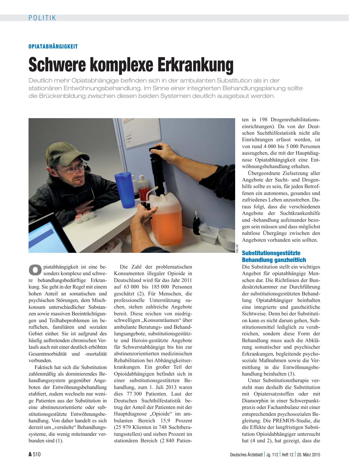 Vorschauseite 1: Opiatabhängigkeit: Schwere komplexe Erkrankung