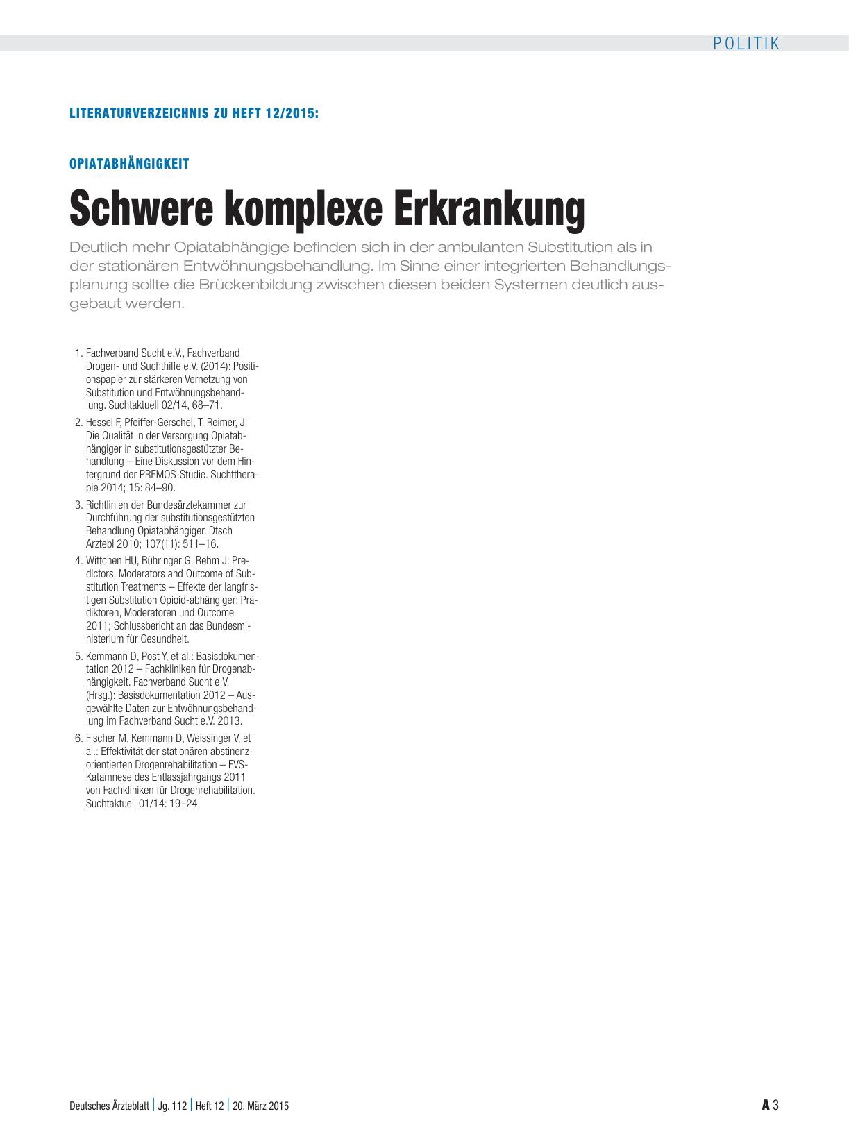 Vorschauseite 3: Opiatabhängigkeit: Schwere komplexe Erkrankung
