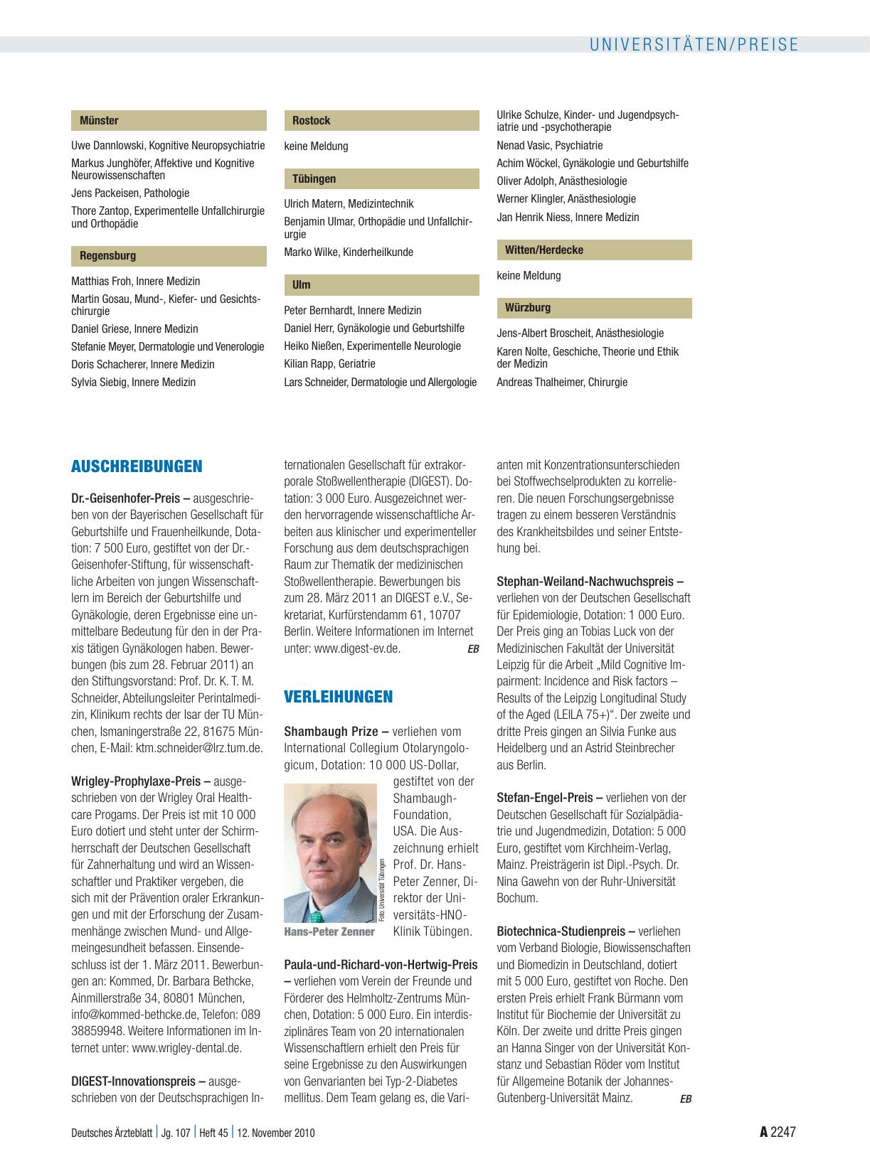 Vorschauseite 1: Verleihungen