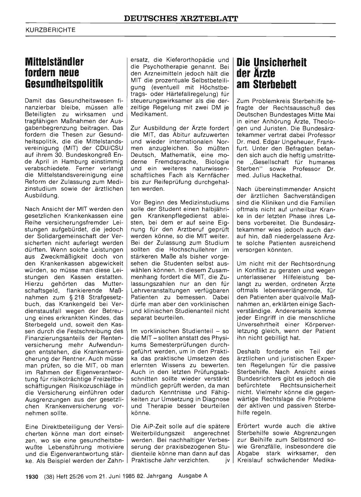 Vorschauseite 1: Mittelständler fordern neue Gesundheitspolitik