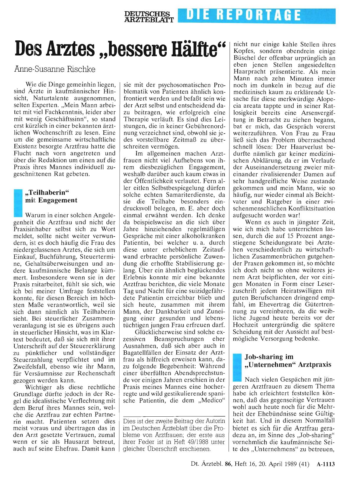 Vorschauseite 1: Des Arztes „bessere Hälfte“
