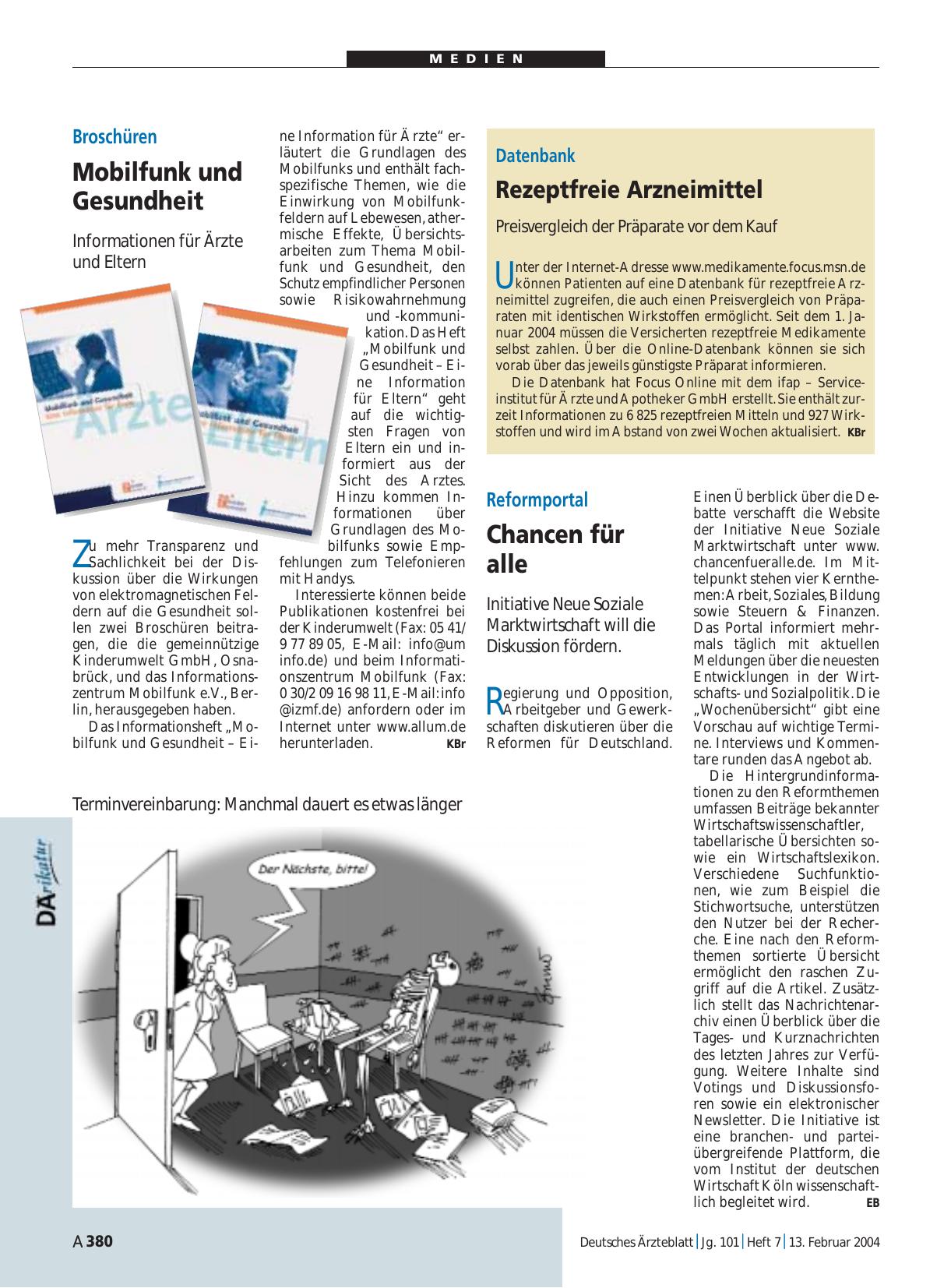 Vorschauseite 1: Datenbank: Rezeptfreie Arzneimittel