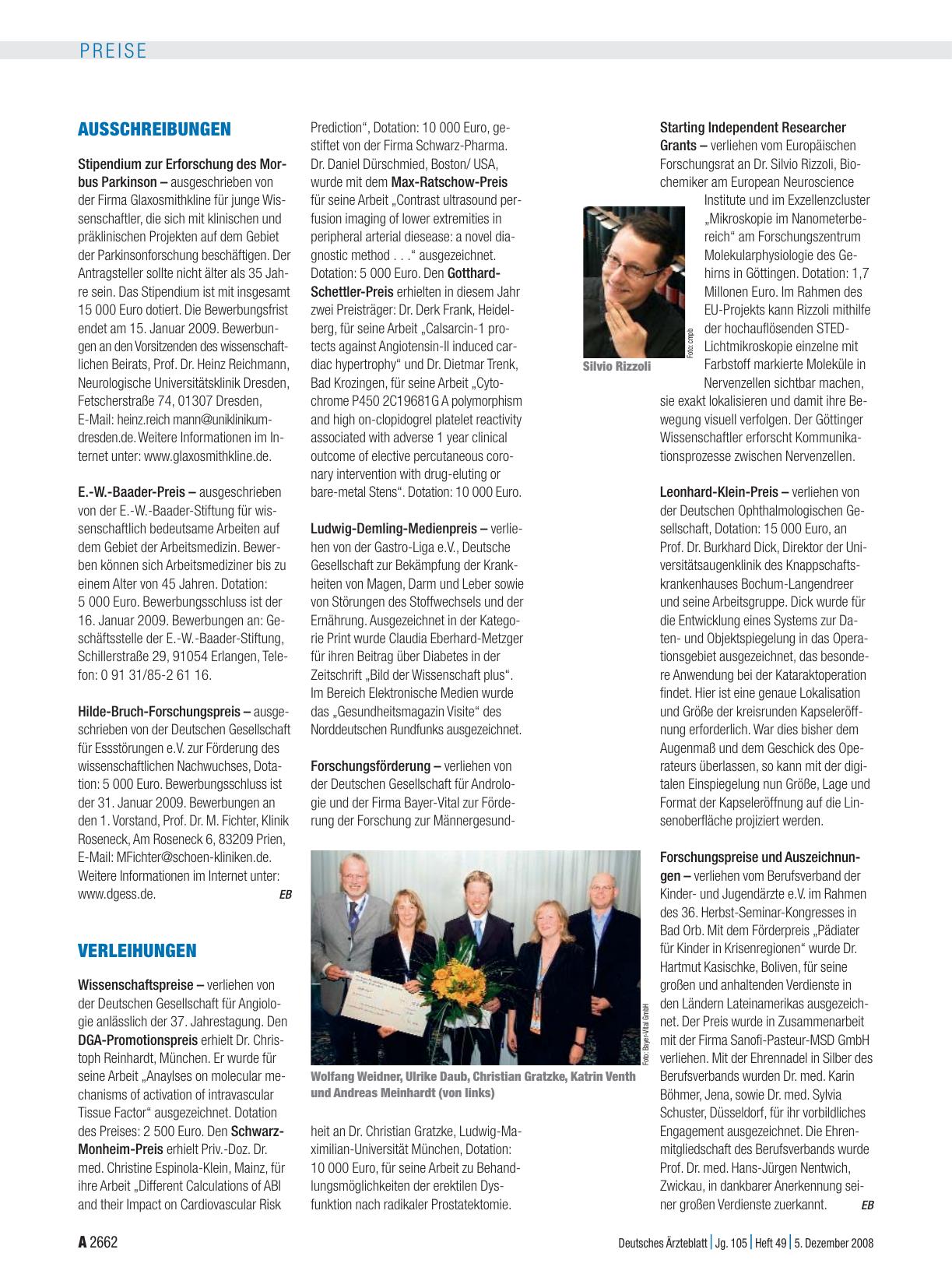 Vorschauseite 1: Verleihungen