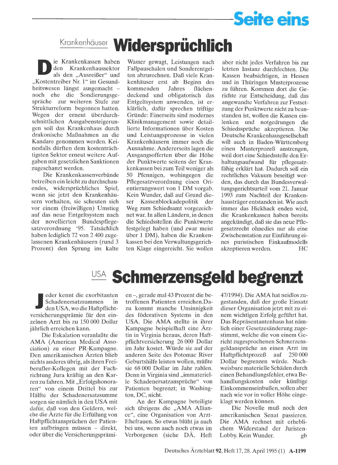 Vorschauseite 1: Krankenhäuser: Widersprüchlich