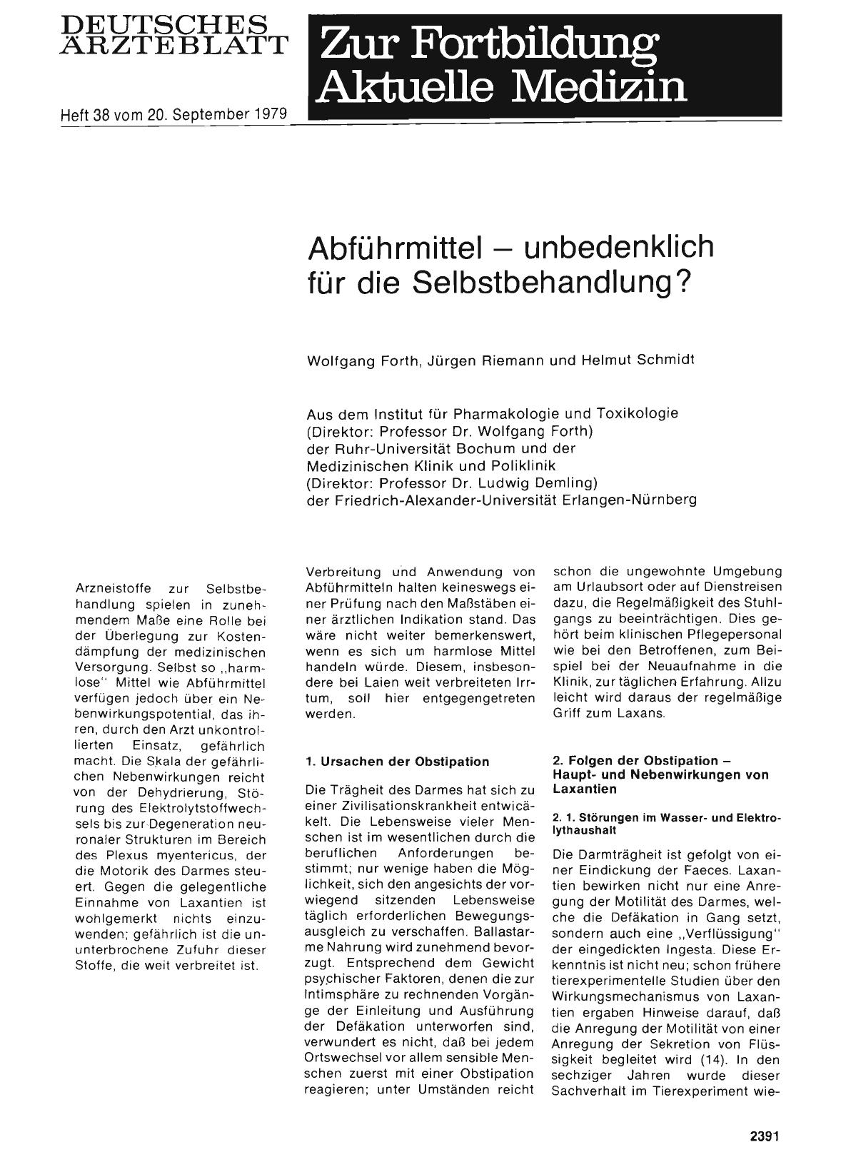 Vorschauseite 1: Abführmittel — unbedenklich für die Selbstbehandlung?