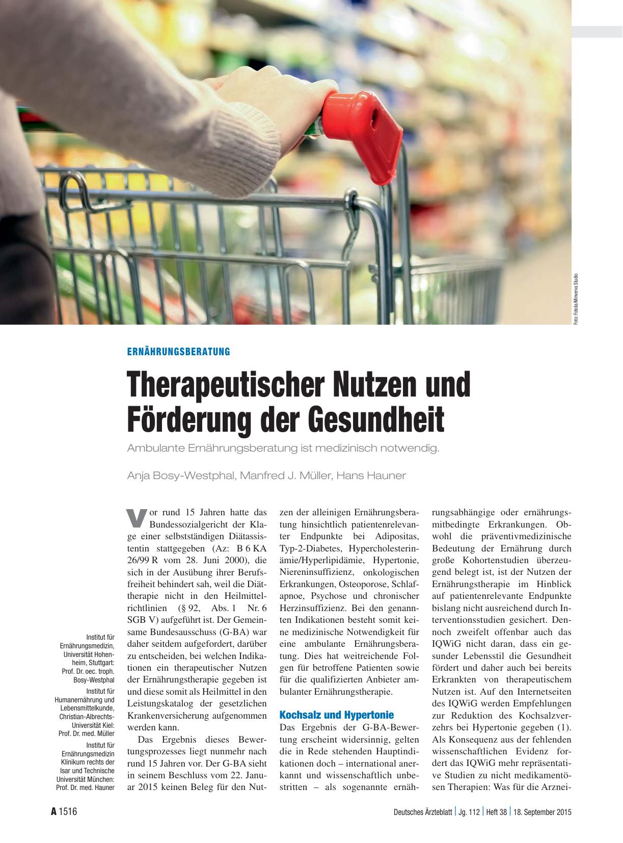Vorschauseite 1: Ernährungsberatung: Therapeutischer Nutzen und Förderung der Gesundheit