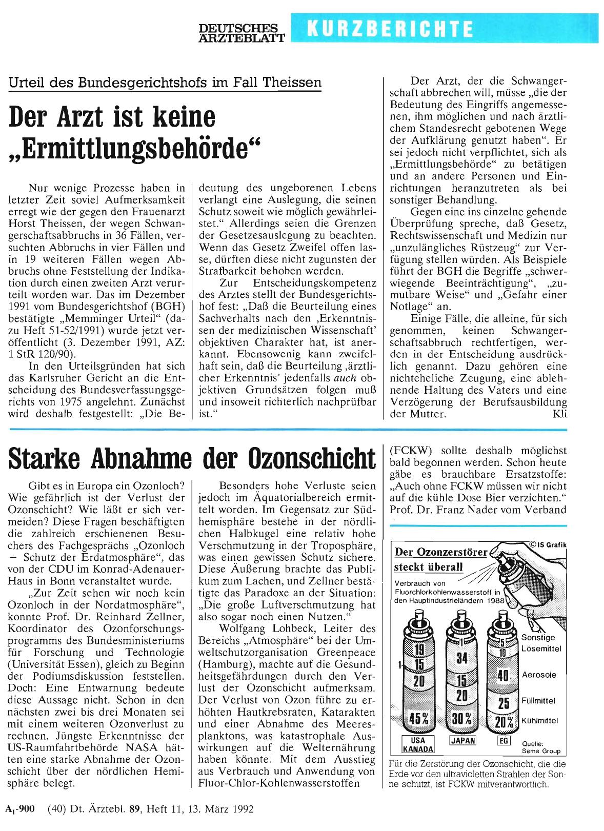 Vorschauseite 1: Starke Abnahme der Ozonschicht