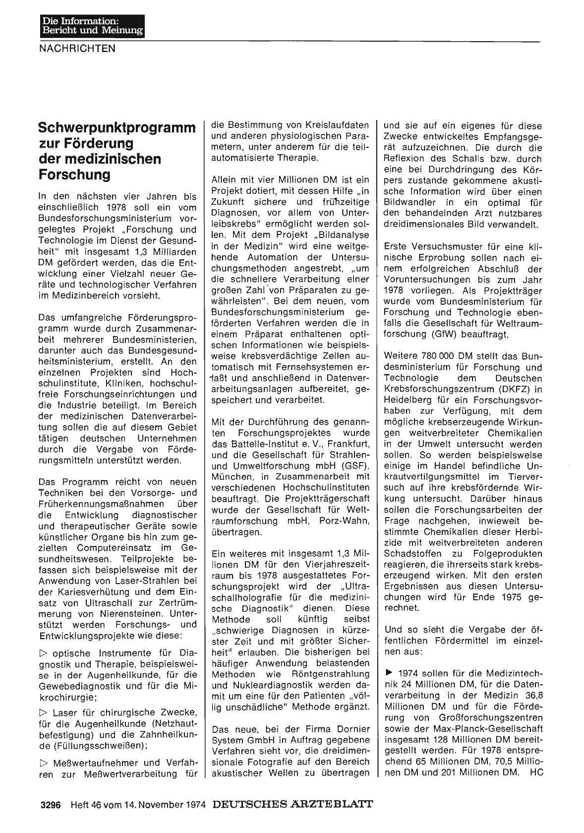 Vorschauseite 1: Schwerpunktprogramm zur Förderung der medizinischen Forschung