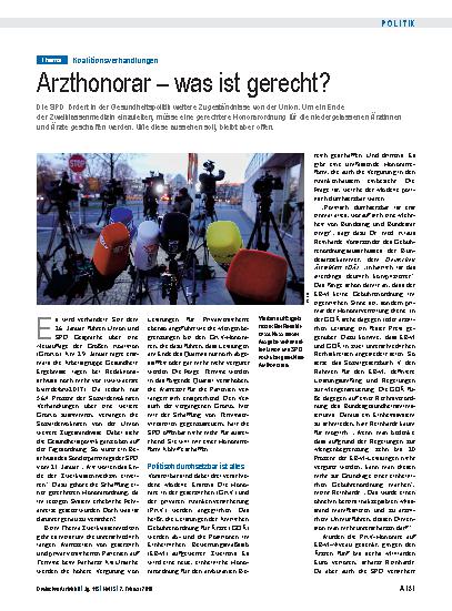 Vorschauseite 1: Koalitionsverhandlungen: Arzthonorar – was ist gerecht?