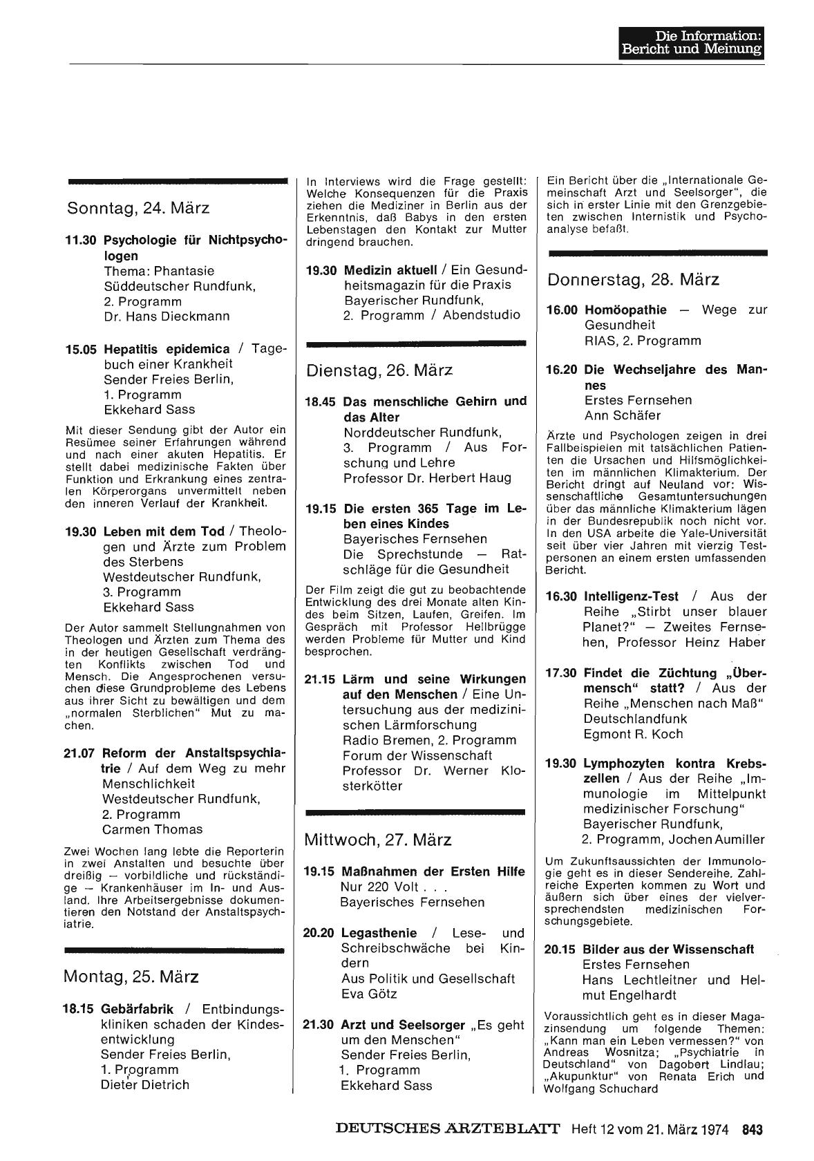 Vorschauseite 1: Hörfunk und Fernsehen