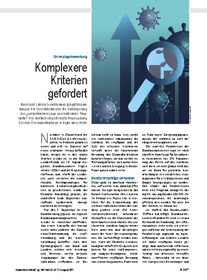Vorschauseite 1: Coronalagebewertung: Komplexere Kriterien gefordert