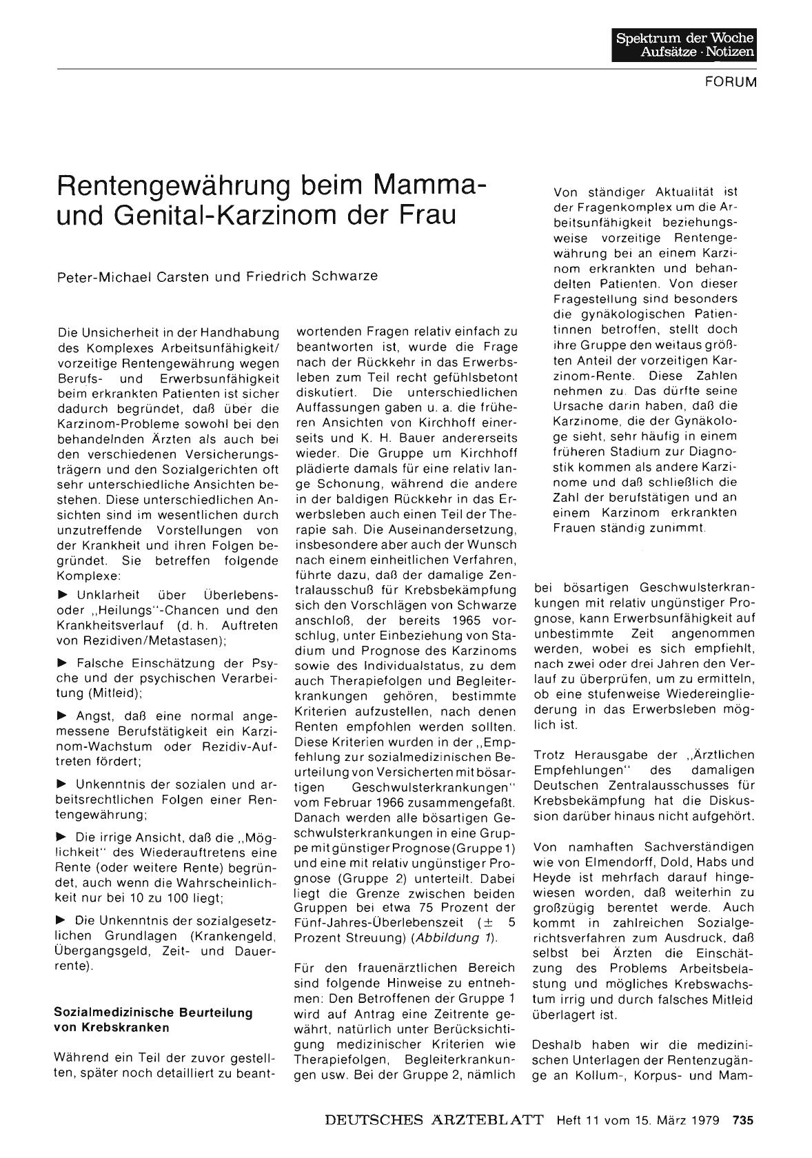 Vorschauseite 1: Rentengewährung beim Mammaund Genital-Karzinom der Frau