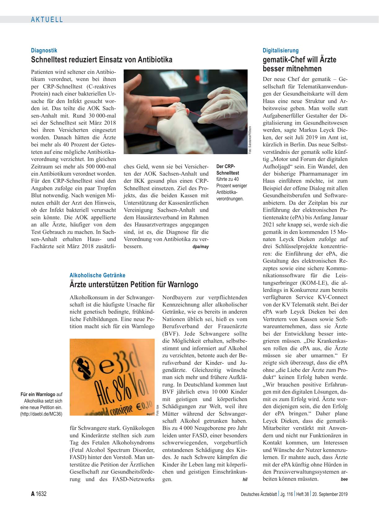 Vorschauseite 1: Digitalisierung: gematik-Chef will Ärzte besser mitnehmen