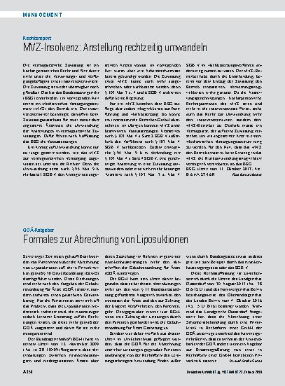 Vorschauseite 1: GOÄ-Ratgeber: Formales zur Abrechnung von Liposuktionen