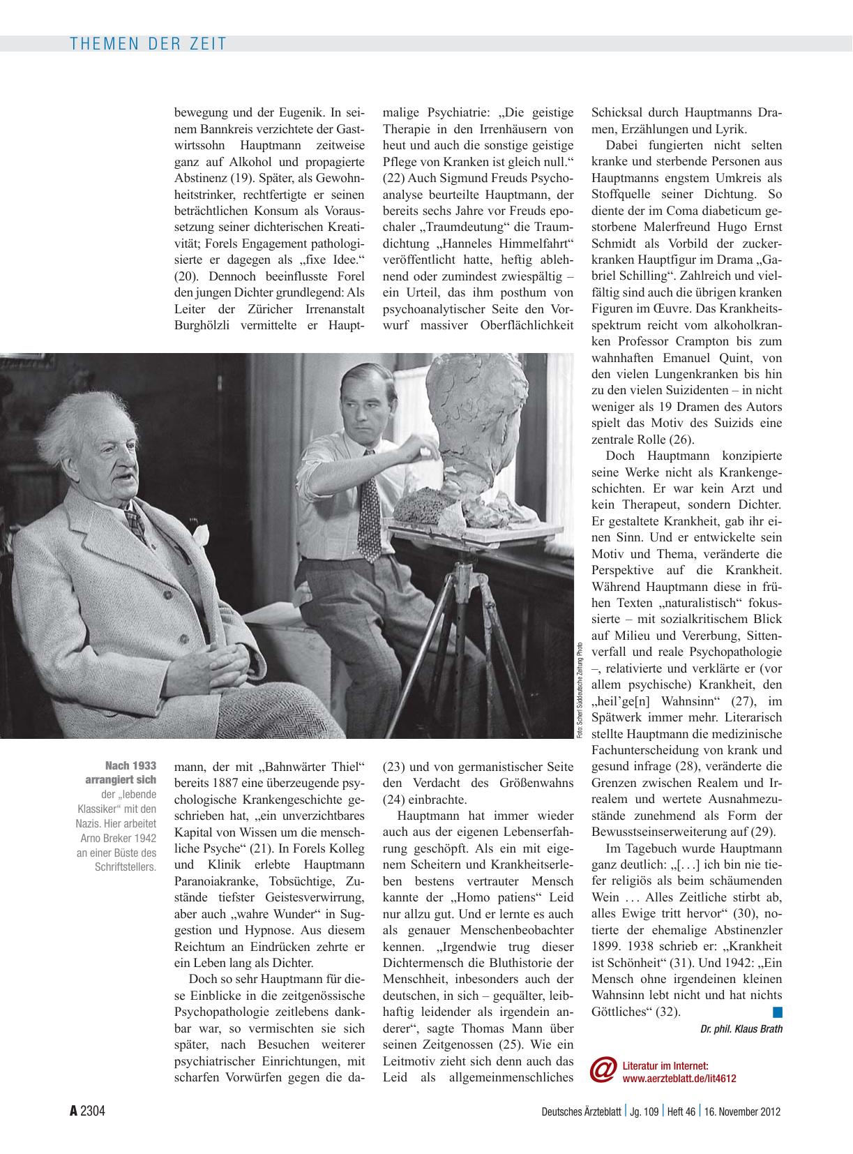 Vorschauseite 3: Gerhart Hauptmann (1862–1946): Von der Sozialkritik zur Verklärung der Krankheit