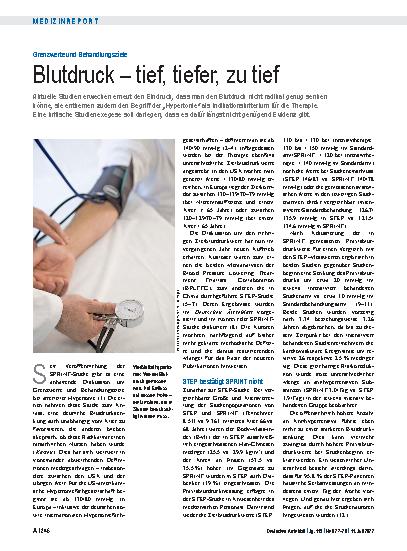 Vorschauseite 1: Grenzwerte und Behandlungsziele: Blutdruck – tief, tiefer, zu tief