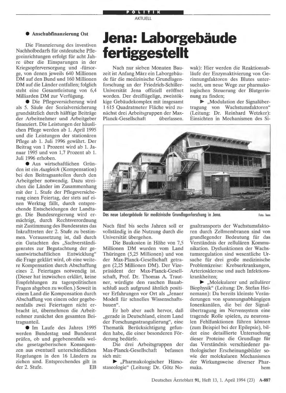 Vorschauseite 1: Jena: Laborgebäude fertiggestellt