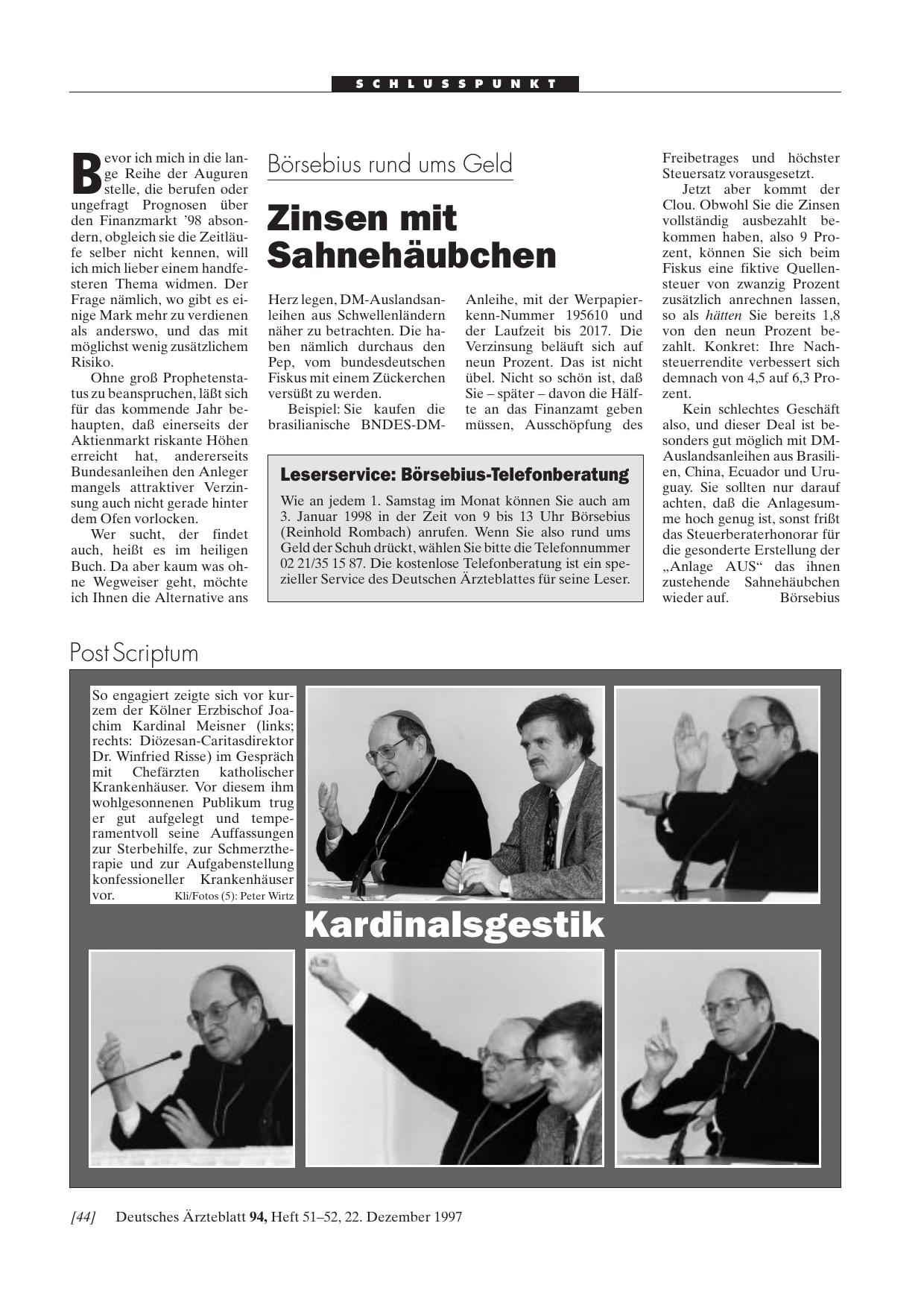 Vorschauseite 1: Börsebius rund ums Geld: Zinsen mit Sahnehäubchen