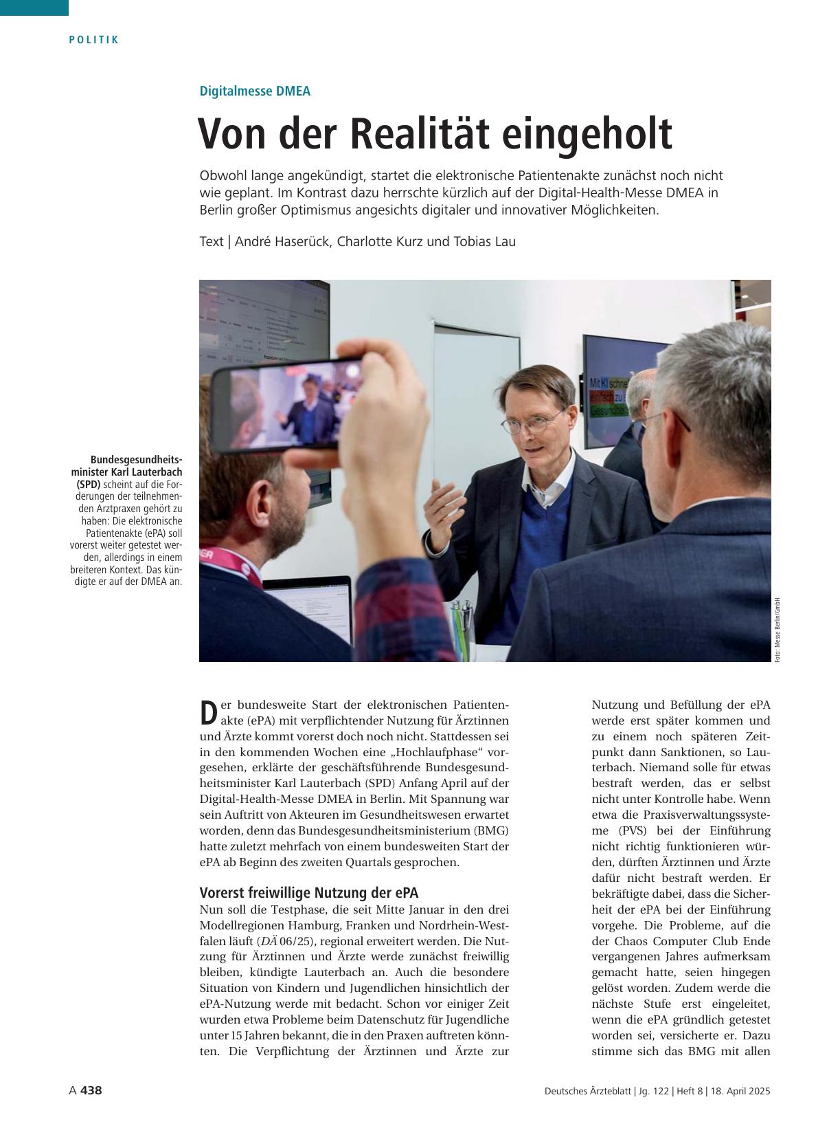 Vorschauseite 1: Digitalmesse DMEA: Von der Realität eingeholt