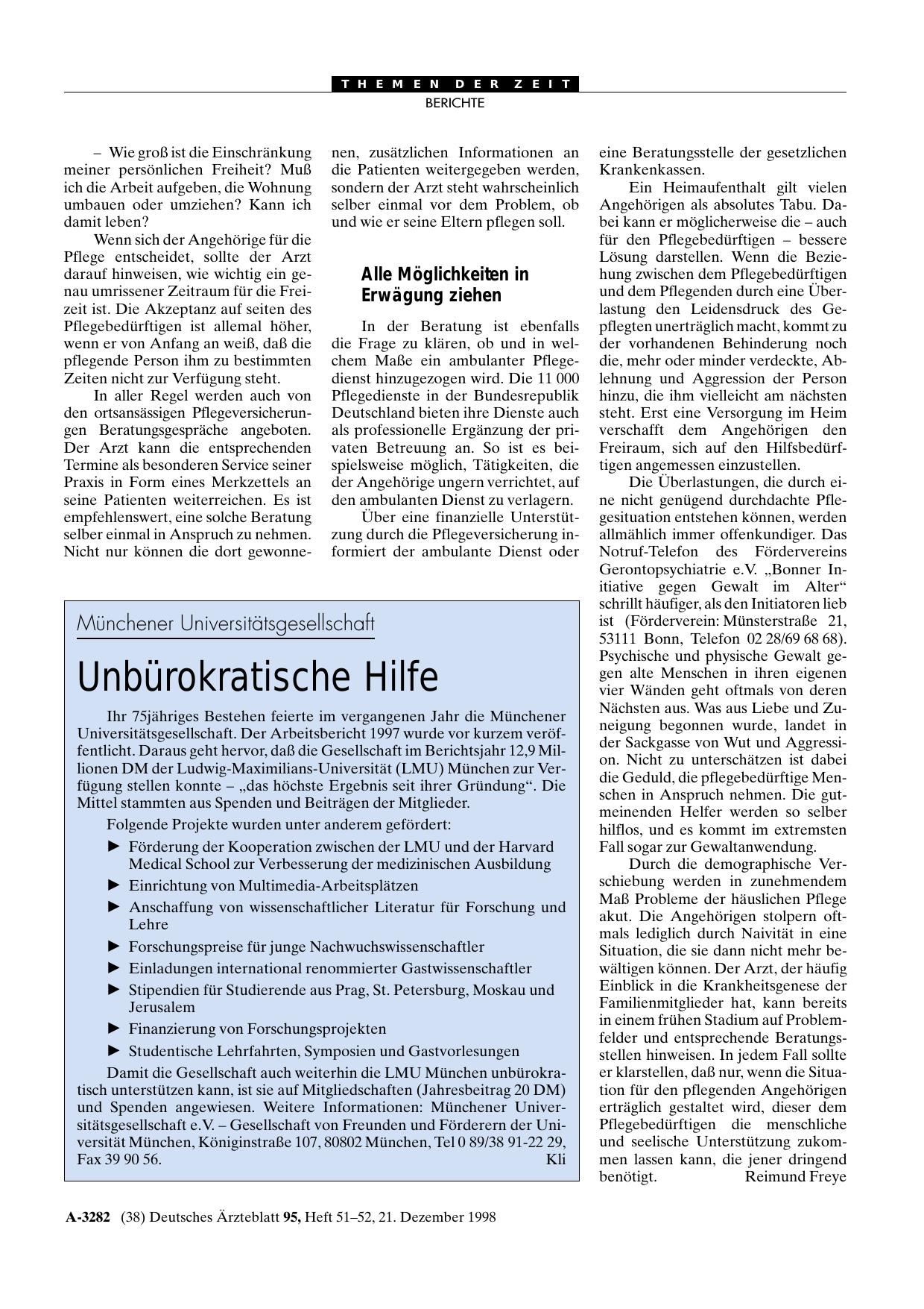 Vorschauseite 1: Münchener Universitätsgesellschaft: Unbürokratische Hilfe