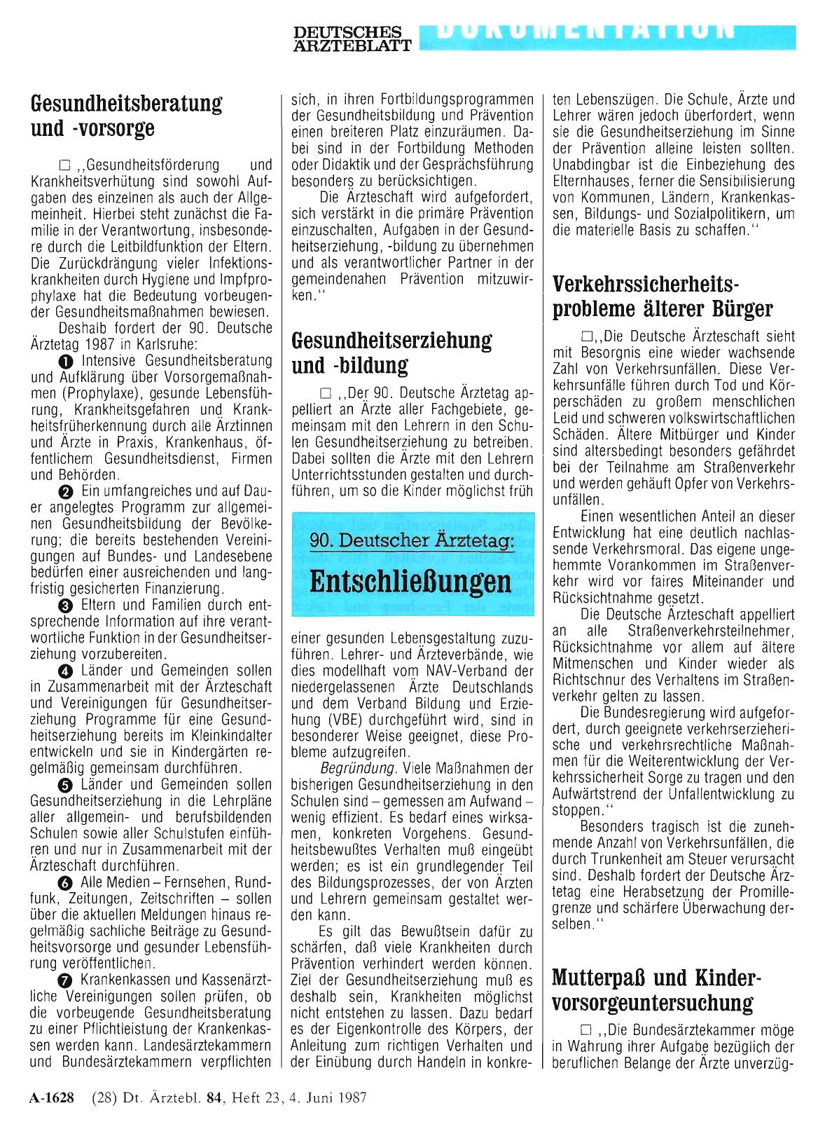 Vorschauseite 1: 90. Deutscher Ärztetag: Entschließungen