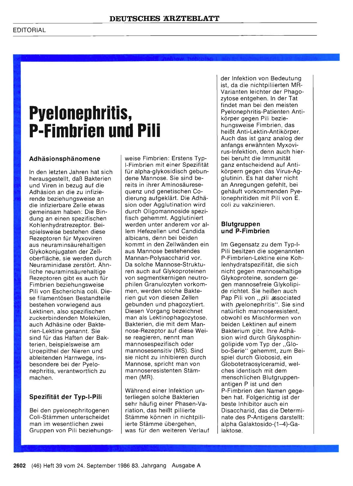 Vorschauseite 1: Pyelonephritis, P-Fimbrien und Pili