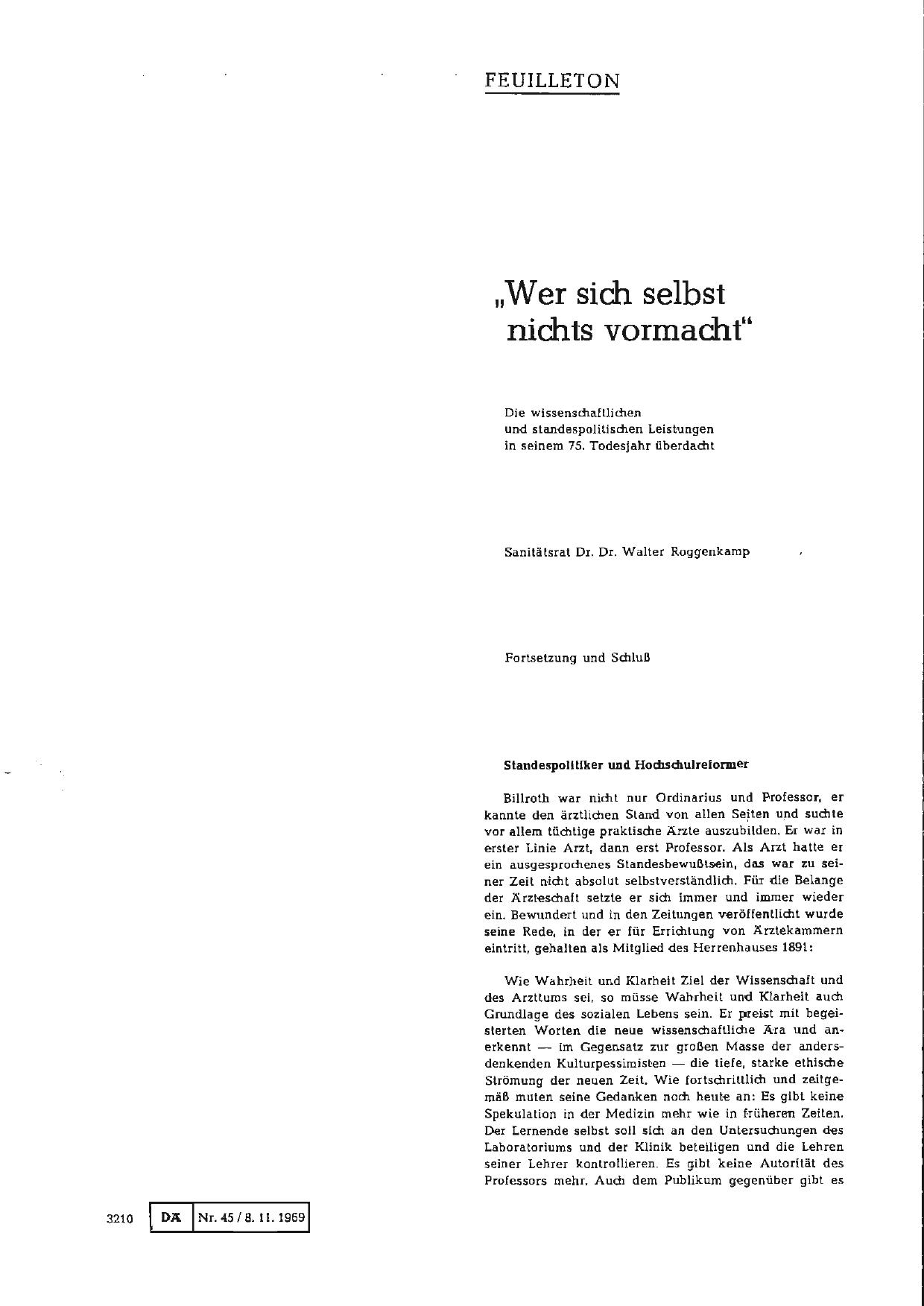Vorschauseite 1: „Wer sich selbst nichts vormacht" (Fortsetzung und Schluß)