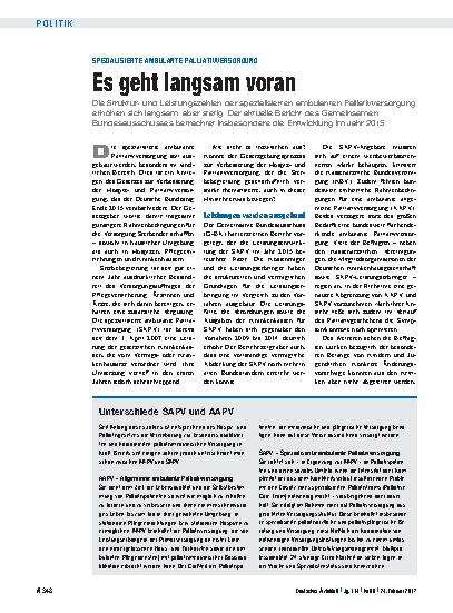 Vorschauseite 1: Spezialisierte Ambulante Palliativversorgung: Es geht langsam voran