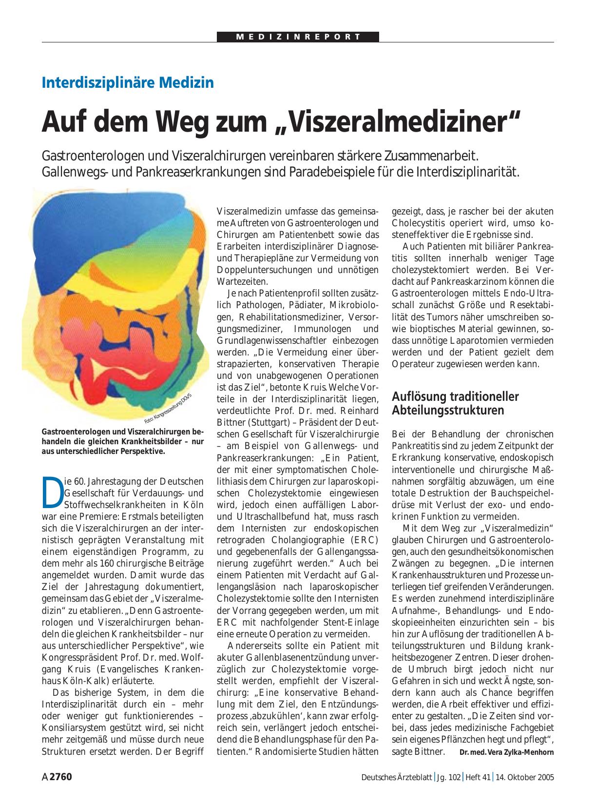 Vorschauseite 1: Interdisziplinäre Medizin: Auf dem Weg zum „Viszeralmediziner“