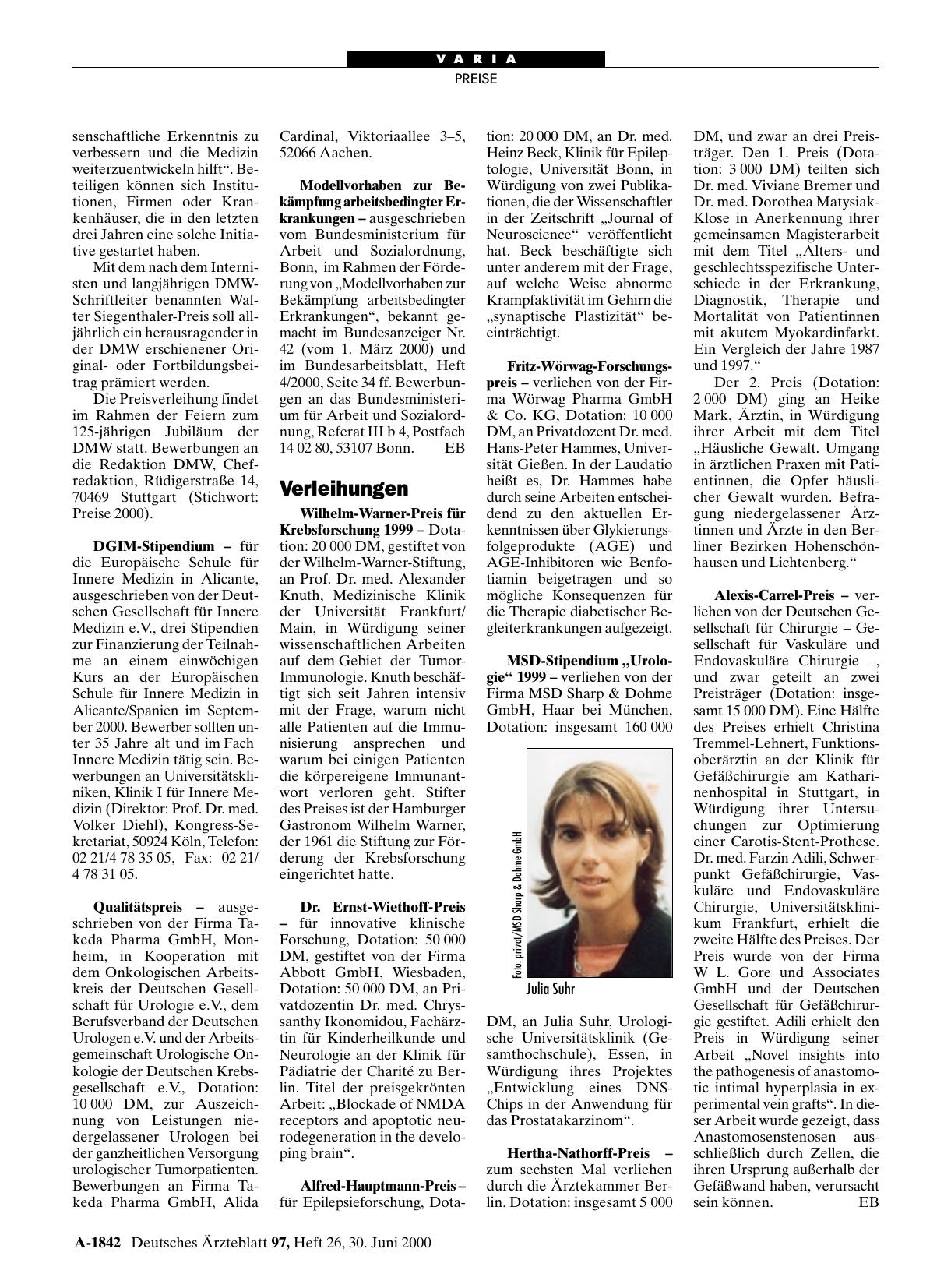 Vorschauseite 1: Verleihungen